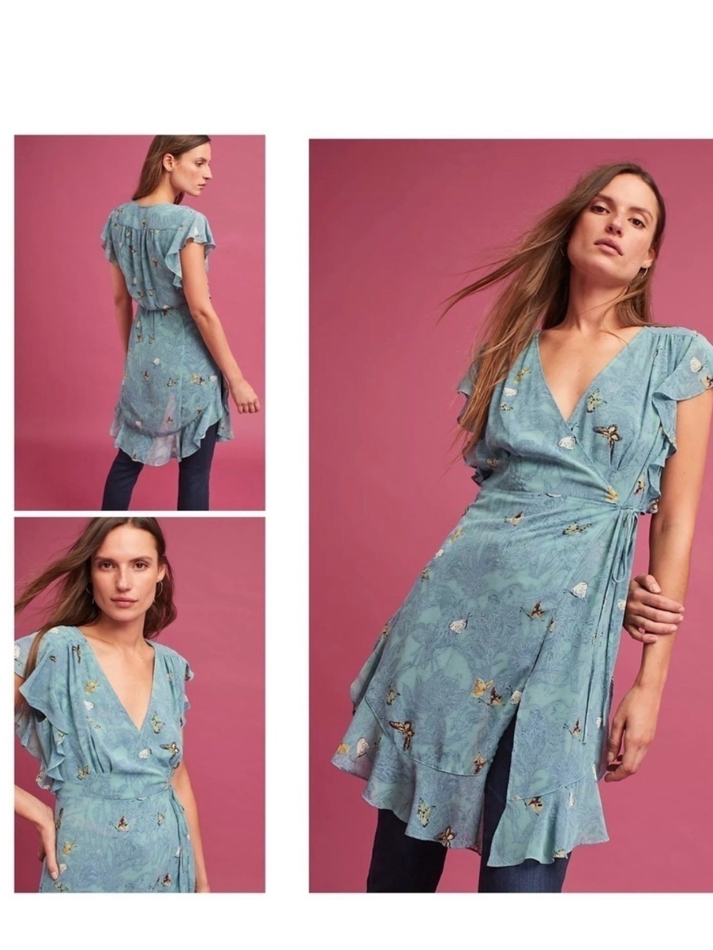 Anthropologie Butterfly Wrap Dress